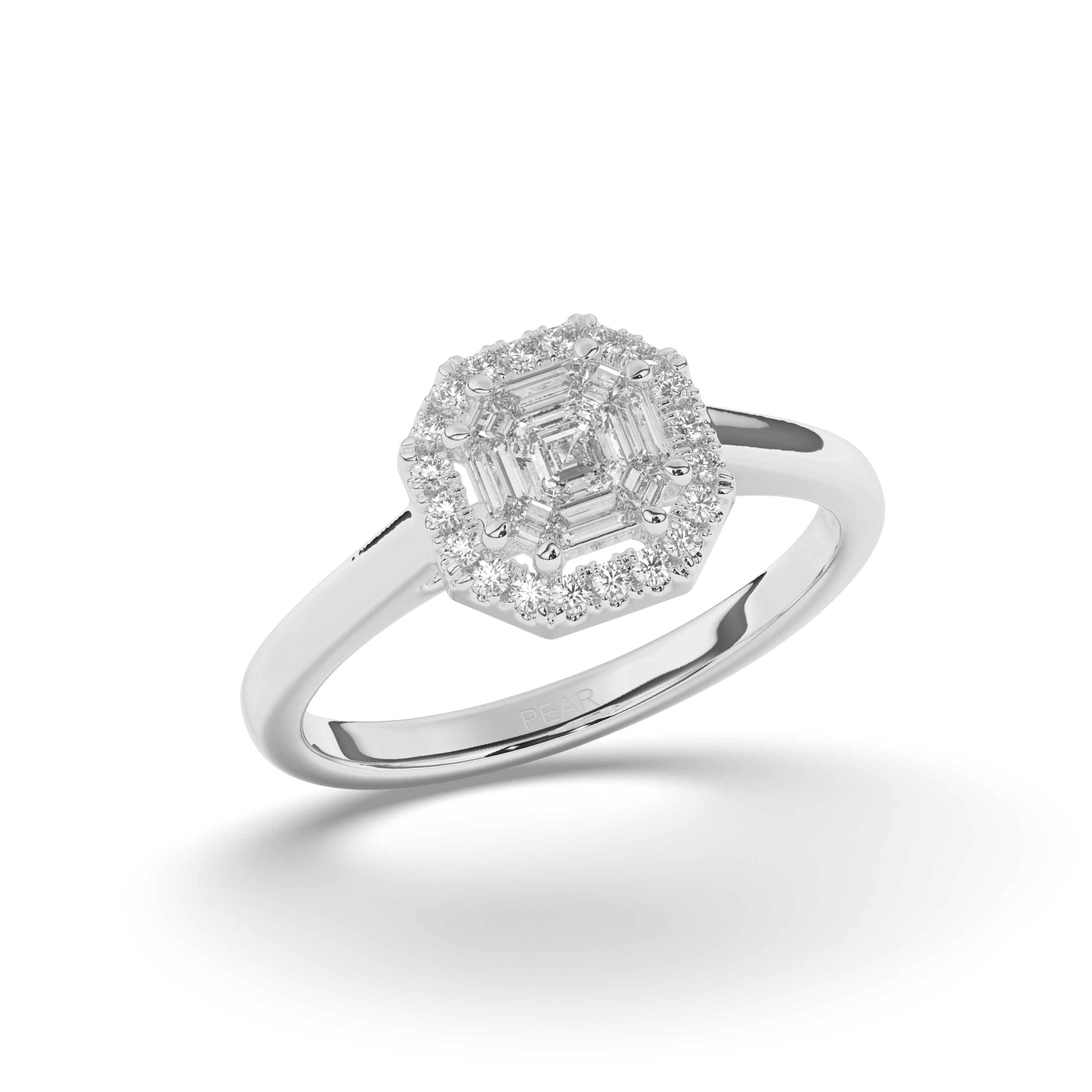 Classic Halo Asscher-Cut Lab-Grown Diamond Wedding Ring - Pear Jewels